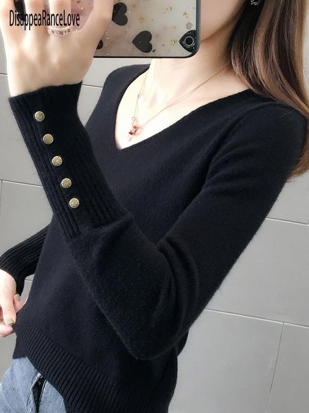 

women's sweaters women sweater blue v-neck winter fashion 2021 clothes batwing sleeve solid casual pullover korean knit fall top, White;black