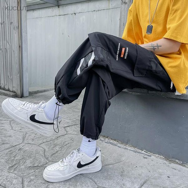 

overalls men's summer thin pants ruffian handsome capris korean fashion loose drawstring and brand leggings suits & blazers, White;black