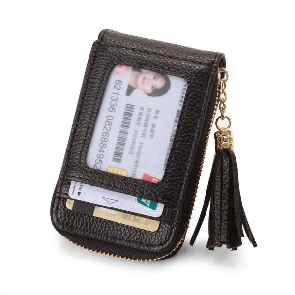 

card holders kandra fashion multi-function organ holder small clutch bag female tassel zipper purse for women christmas gift, Brown;gray