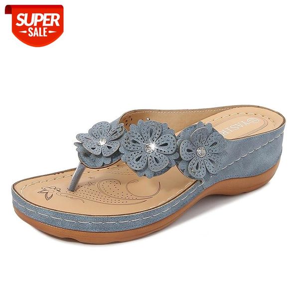 

new summer women sandals wedges shoes fashion comfortable plus size flowers slipper slip-on heel woman slippers female #rm0g, Black
