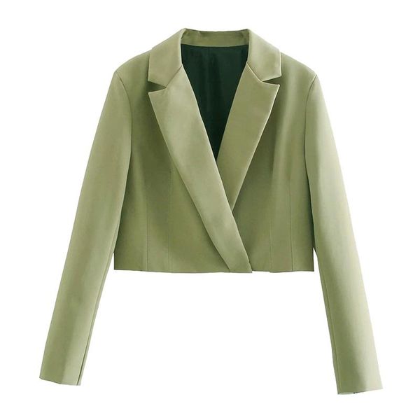 

women's suits & blazers cropped blazer coat vintage long sleeve female outerwear chic veste femme women fashion hidden breasted, White;black
