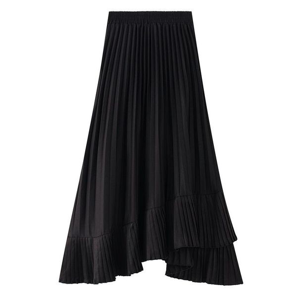 

skirts 2021 ins fashion women long irregular spring autumn #8230, Black