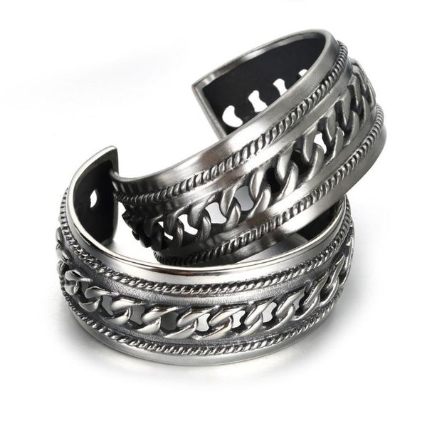 

bangle mens stainless steel woven pattern thickened bracelet retro punk accessories jewelry gifts, Black