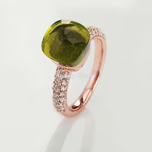 

wedding rings 2021 charming brand zirconia and grass green crystal rose gold for friends gift, Slivery;golden