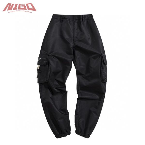 

men's pants nigo re-nylon recycled nylon trousers #nigo19697, Black