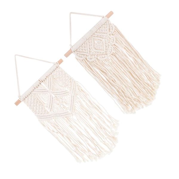 

tapestries 2pcs bohemian hand-woven cotton cord white upholstered