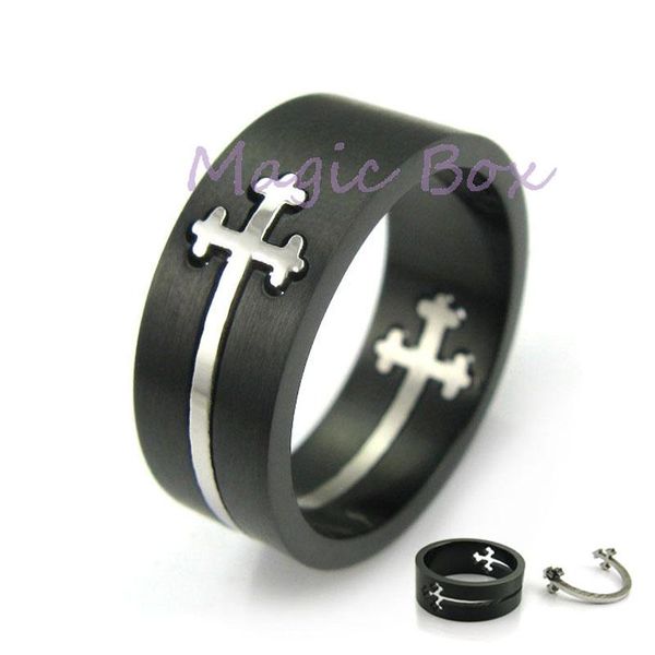 

wedding rings korean separable stainless steel cross ring men's and women's black plated finger friendship, Slivery;golden