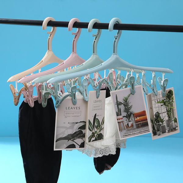 

hangers & racks windproof buckle hanger multifunctional plastic candy color clothes small socks air drying rack 8 clips laundry