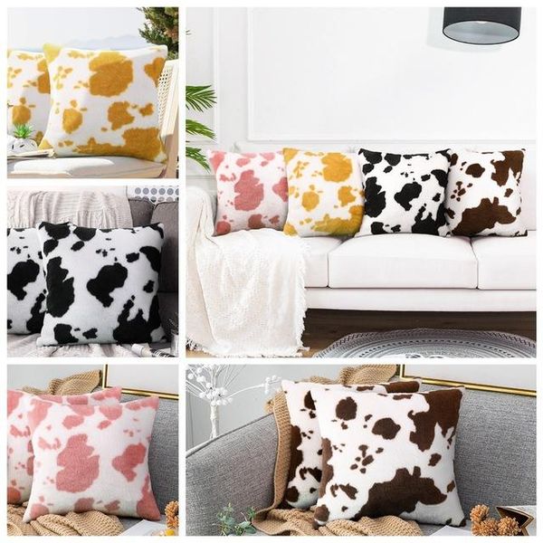 

pillow case pillowcase decorative cow pattern luxurious pillowslip for bench lounge short plush cushion