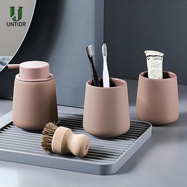 

northern europe ceramic soap dispenser pressing style bottle lotion dispensing pump ceramics mugs bathroom set bath accessory
