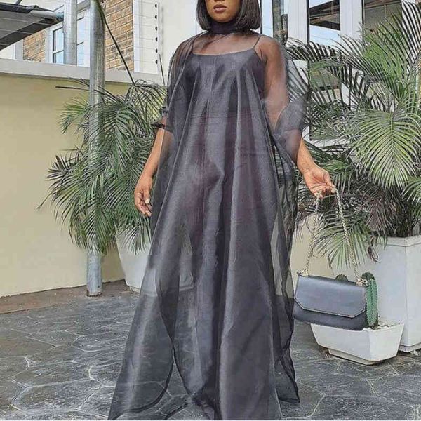 

two piece dress women oversize see through cover 2 outfits loose maxi long es party birthday club wear spring summer ob6s, White