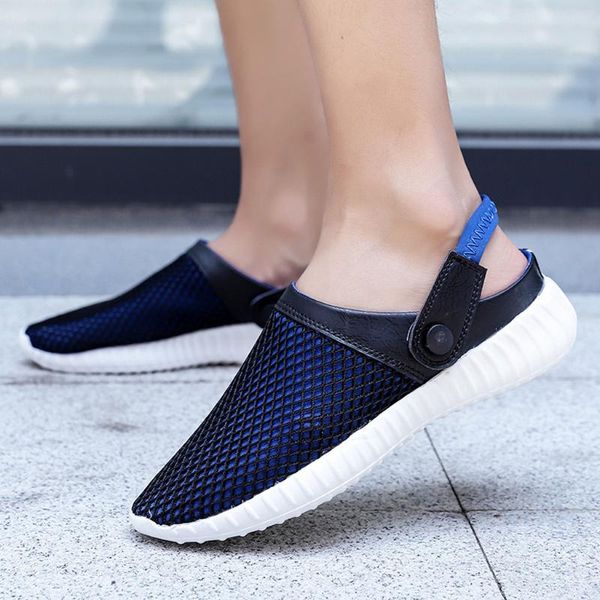 

sandals men's casual outdoor leisure flat mesh breathable non-slip beach shoe #xes, Black