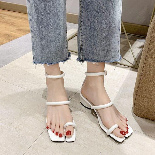 

square toe design high heel sandals summer outdoor slip on dress shoes ladies elegant slides sandal, Black