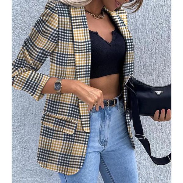 

women's suits & blazers autumn lady elegant blazer coats fashion turn-down collar women outerwear spring casual simple long sleeve jack, White;black