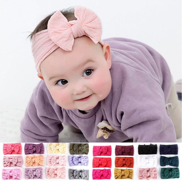 

caps & hats knit bow baby girl headband with plush ball bowknot headbands for born elastic floral hair accessories, Yellow