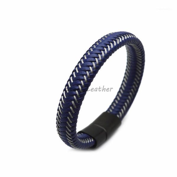 

5pcs/lot engrave logo mens bracelet brown black braided leather bracelets for men stainless steel clasp wholesale jewelry sale1, Golden;silver