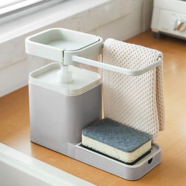 

liquid soap dispenser 1pc kitchen dishwashing press outlet box wipe rack sponge drain storage dish towel hanger dropship