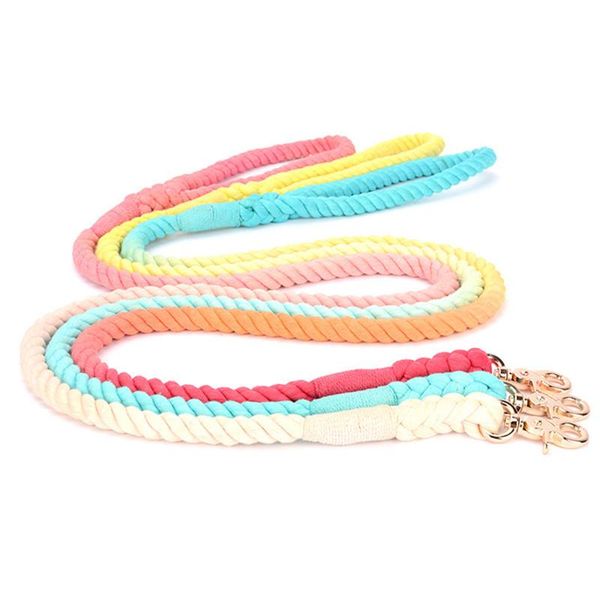 

dog collars & leashes leash rope gradient color hand-dyed woven cotton fashion art pet supplies personalized basic 1.5m