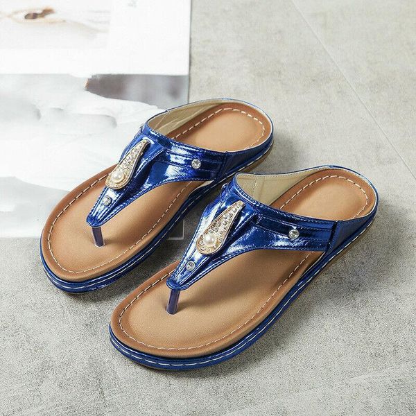 

slippers summer womens lady causal outdoor beach bling crystal beads platform heel slingback flip flops, Black
