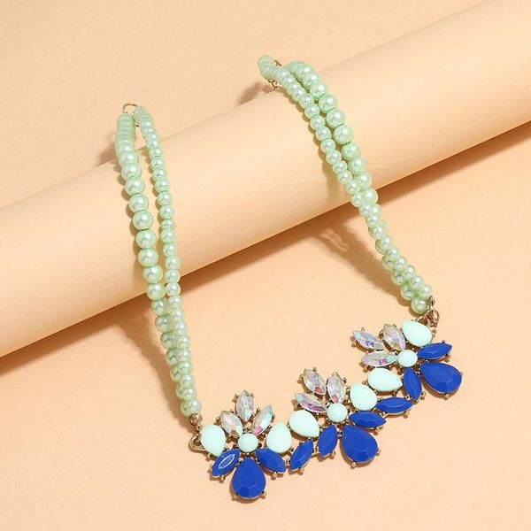 

chokers juorest luxury sweater choker necklace women jewelry autumn winter flower pendant bead elegant crystal pearl, Golden;silver