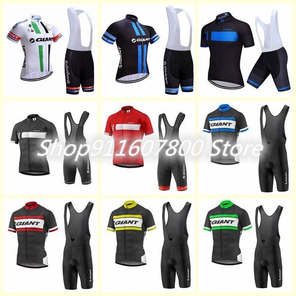 

summer giant team cycling short sleeves jersey bib shorts sets bike shirts 3d gel pad sportwear road bicycle outfits s21030233 racing, Black;blue