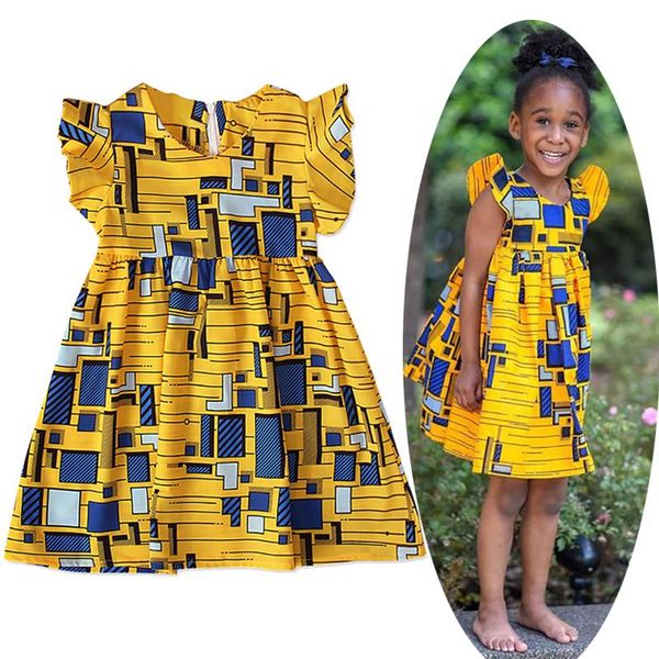 

girl's dresses girls toddler vestidos summer african bohemian style dress fashion print sundress children costume, Red;yellow
