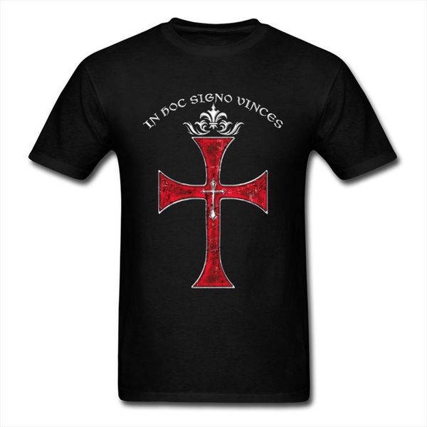 

arrival knights templar cross men t shirt print stylish black red cartoon vintage pattern for christian, White;black