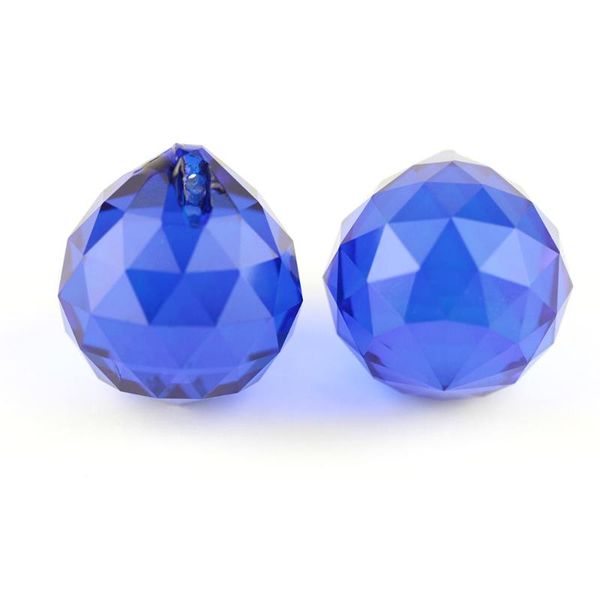 

10pcs/lot 30mm sapphire color crystal chandelier prism ball with 14mm octagon suncatcher