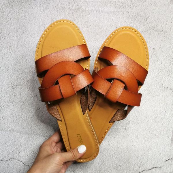 

fashion soft pu leather women slides geometirc outside summers sandals beach shoes female shallow ladies slippers, Black