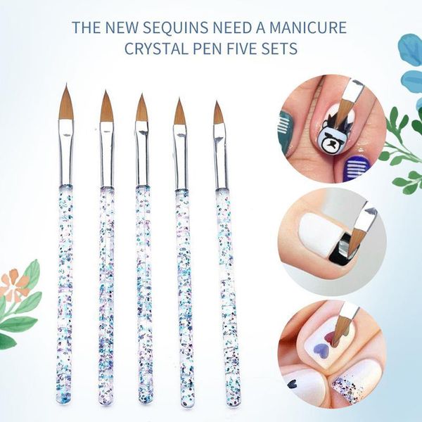 

nail art kits 5pcs sequins plastic brush drawing painting pen rhinestone gem picker