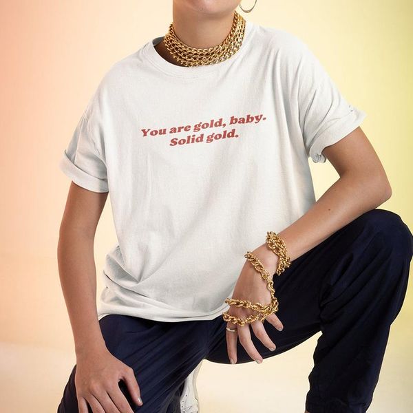 

women's t-shirt you are gold baby solid funny letters women tshirt plus size cotton fashion 90s aesthetic grunge mujer camisas drop, White