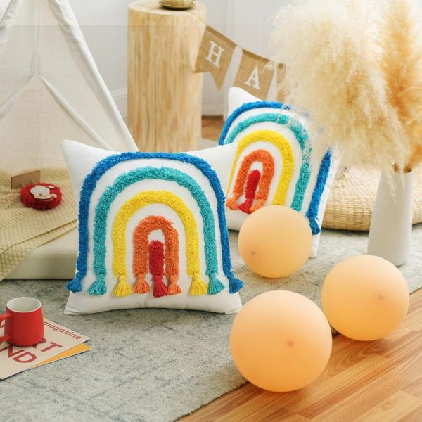 

cushion/decorative pillow cross-border national turmoil simia wind cluster rainbow pillowcase three-dimensional embroidered cushion set home