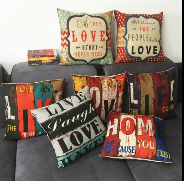 

cushion cover 45x45cm linen decorative throw pillow digital printing mediterranean style letter sofa decor year xmas gift cushion/decorative
