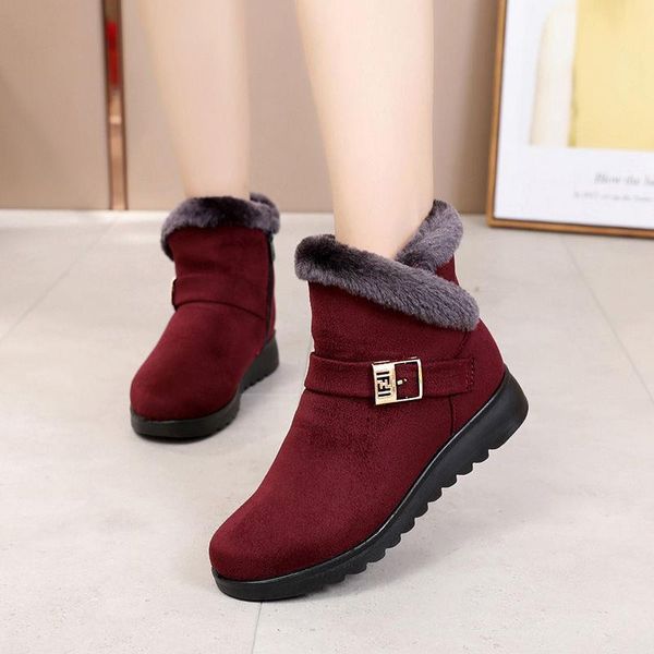 

boots winter women 2021 thick plush warm snow zipper comfortable outdoor ankle casual cotton shoes, Black
