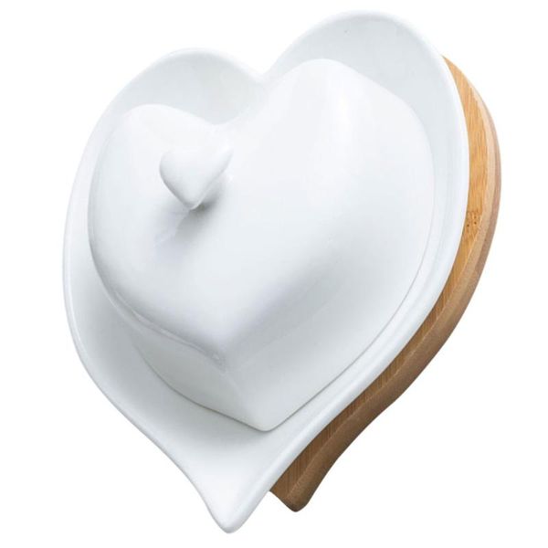 

dishes & plates 1pc home ceramic butter dish creative plate heart-shaped (white)
