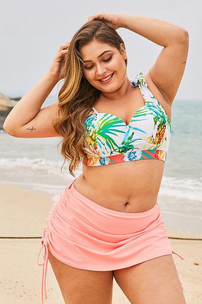 

one-piece suits big plus size fat beach shorts women swimming trunks side straps