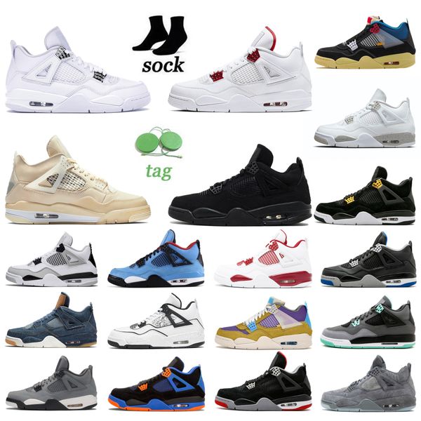 

men women 4s 4 basketball shoes shimmer red thunder wild things multi university blue white oreo bred tour black paris starfish mens trainer