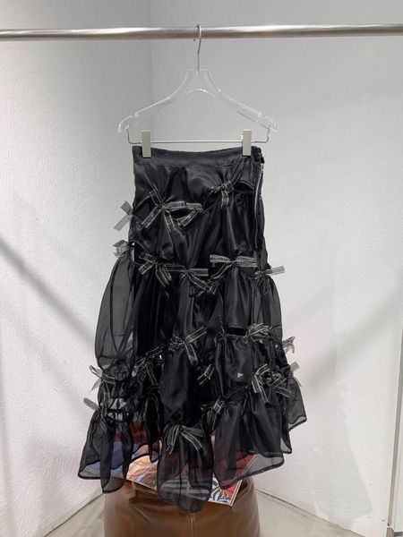 

skirts 2021ss summer fashion women bow mesh skirt female causal ddxgz2, Black