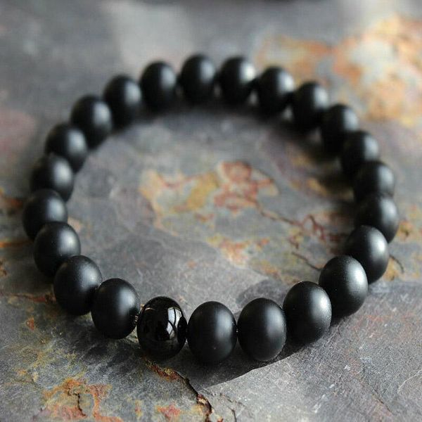 

charm bracelets 8mm men's matte black onyx yoga energy beaded bracelet boyfriend gift for women men her his natural stone beads jewelry, Golden;silver