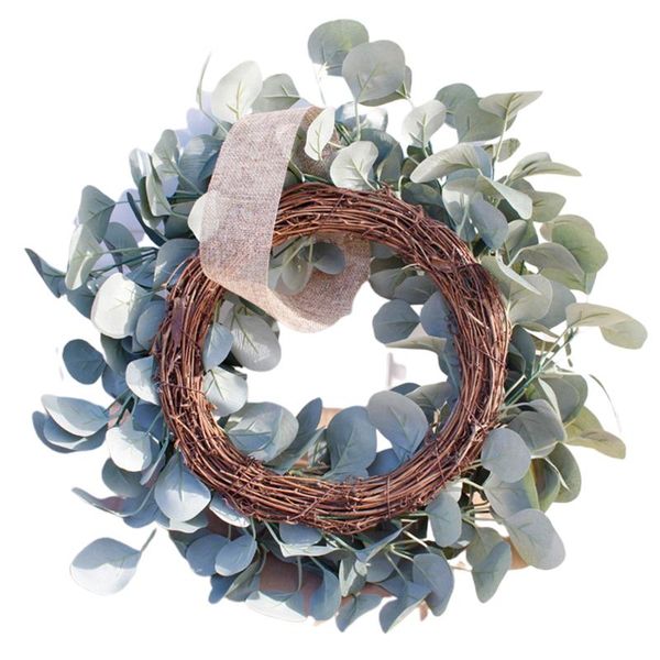 

eucalyptus wreath artificial green leaf garland for front door home room garden decoration decorative flowers & wreaths