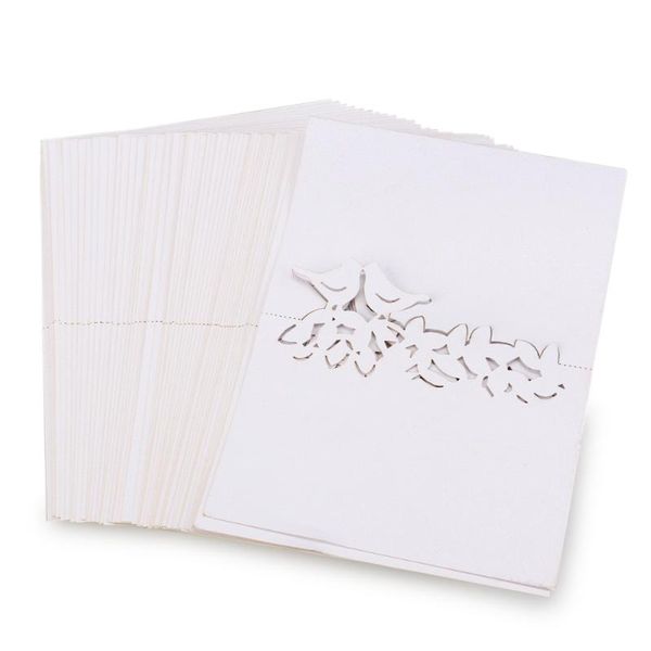 

50pcs cut love birds style wedding birthday table decoration place name cards (white) greeting