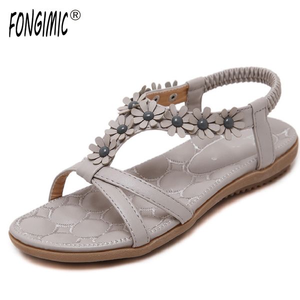 

fongimic lady summer flowers sandals comfortable casual fashion sweet women popular beach elastic band tourism, Black