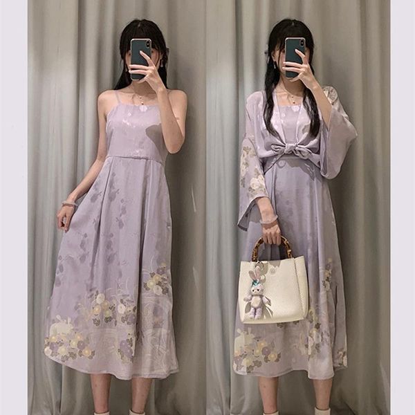 

ethnic clothing japanese traditional kimono yukata for women summer loose streetwear with obi belt floral print modern dress girls outfit ka, Red