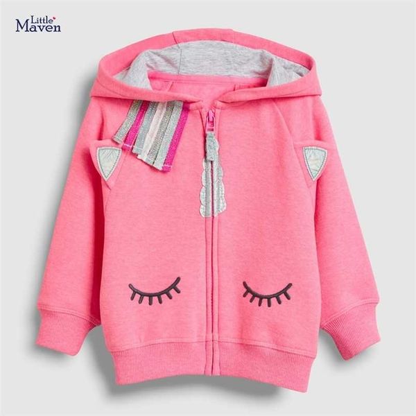 

little maven baby girls autumn clothes lovely cotton hoodie warm for toddler children pink hooded sweatshirt kids 2 to 7year 211111, Black