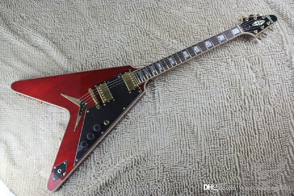 

new arrival flying v wine red laue signature electric guitar