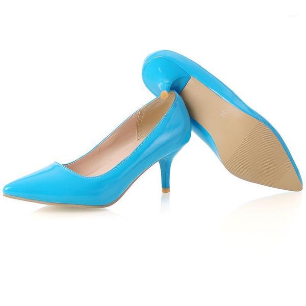 

lady big size 45 plain sewing pointy toe thin high heels shoes candy colors women pumps yellow black blue zapatos mujer 6cm dress