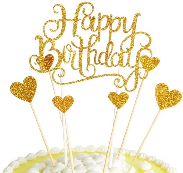 

other festive & party supplies 1sets happy birthday cake ers gold glitter letters and love star,party decor decorations