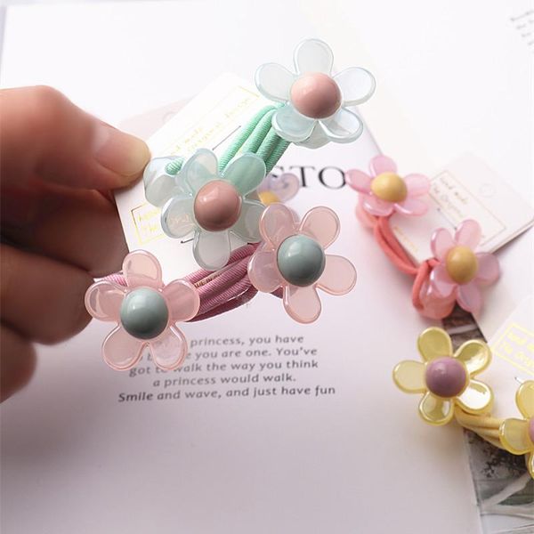 

2root children's hair ring headwear korean version the cartoon flower girl rubber band sweet cute accessories, Slivery;white