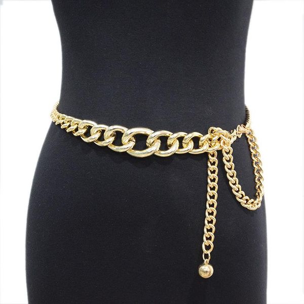 

belts oluolin 2021 fashion tassel thin girdle ladies punk tooling metal waist chain women clothes all-match decorative belt, Black;brown