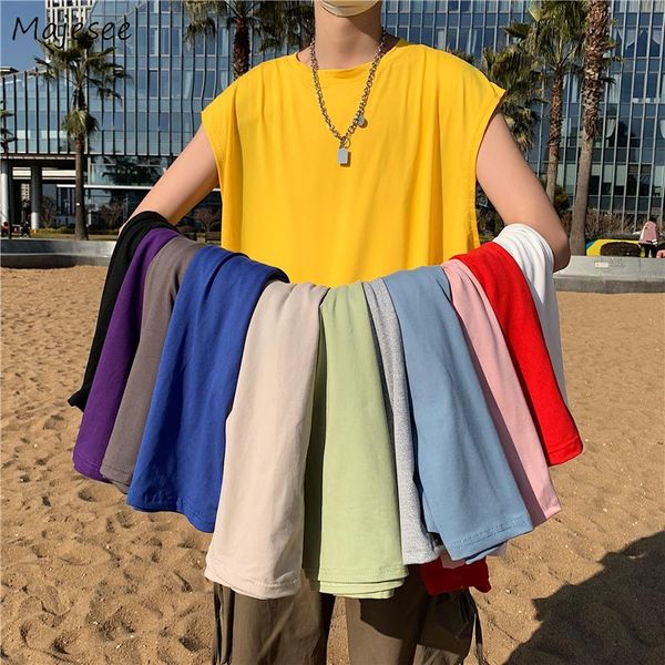 

men' tank men tanks solid simple summer clothing all-match korean breathable loose sleeveless plus size m-5xl casual workout ins, White;black
